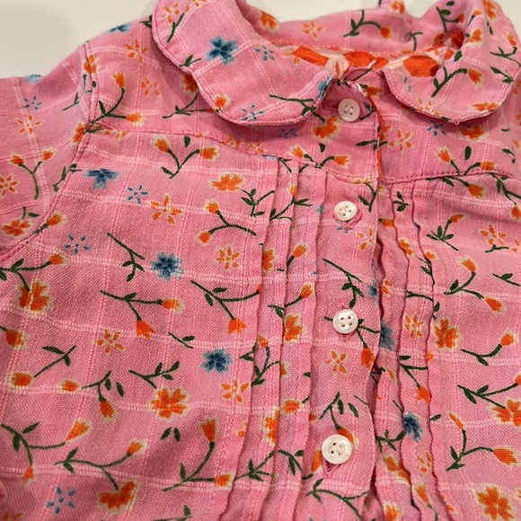 OILILY Pleated Floral Button Down Ruffle Dress Shirt Sz 80 Pink Size 9-12 months - Picture 2 of 6